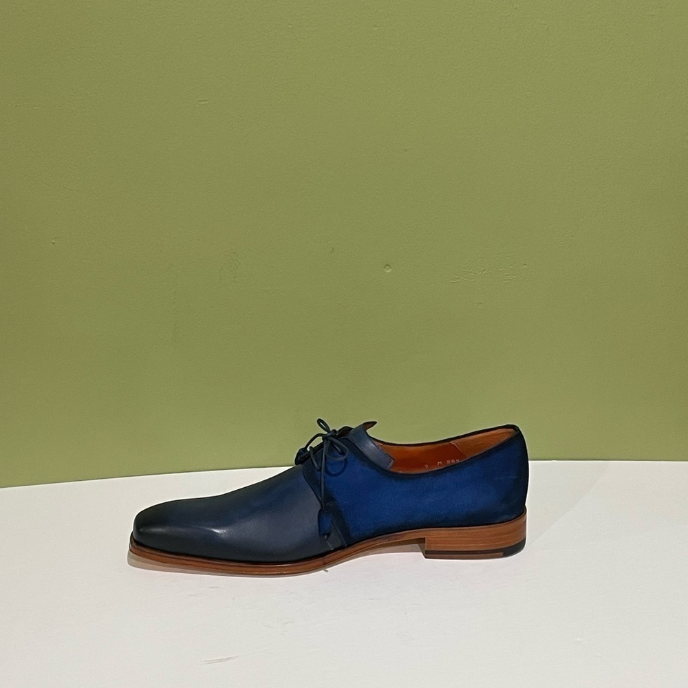 Mezlan shoes Oxford blue leather calf/suede - Picture 4 of 5